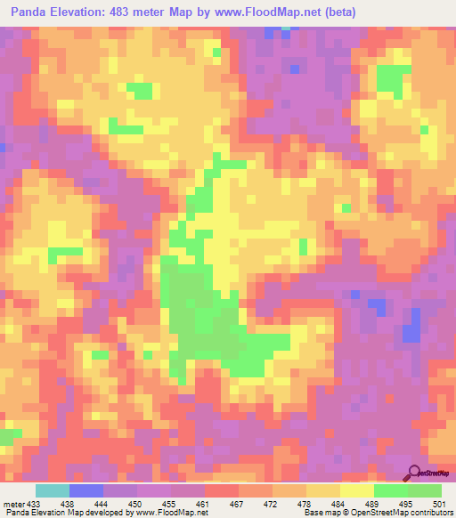 Panda,Congo (Brazzaville) Elevation Map