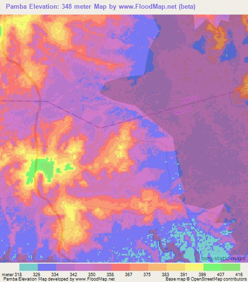 Pamba,Congo (Brazzaville) Elevation Map