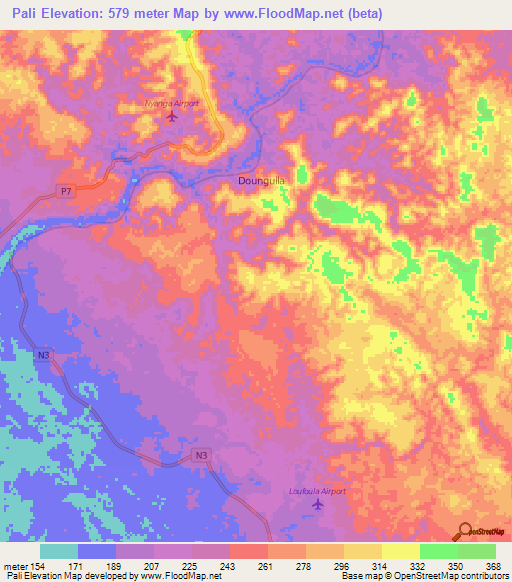 Pali,Congo (Brazzaville) Elevation Map