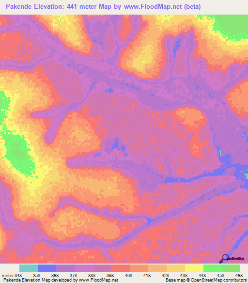 Pakende,Congo (Brazzaville) Elevation Map
