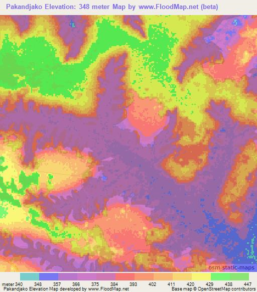 Pakandjako,Congo (Brazzaville) Elevation Map
