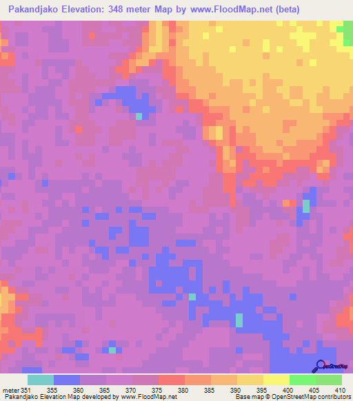 Pakandjako,Congo (Brazzaville) Elevation Map