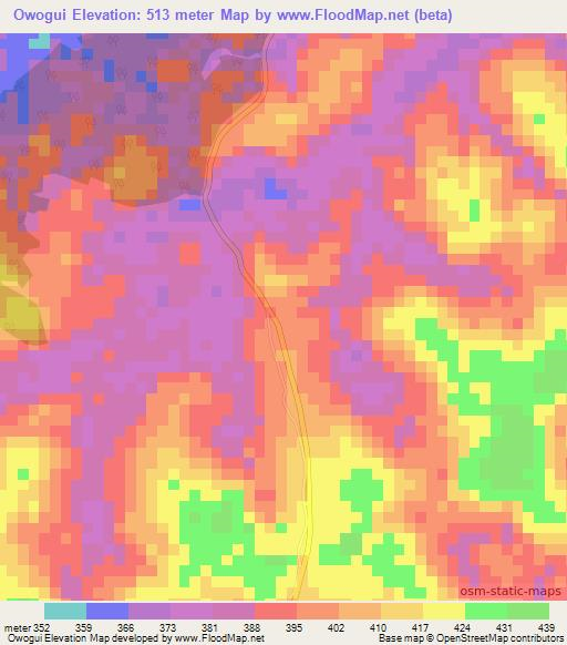 Owogui,Congo (Brazzaville) Elevation Map