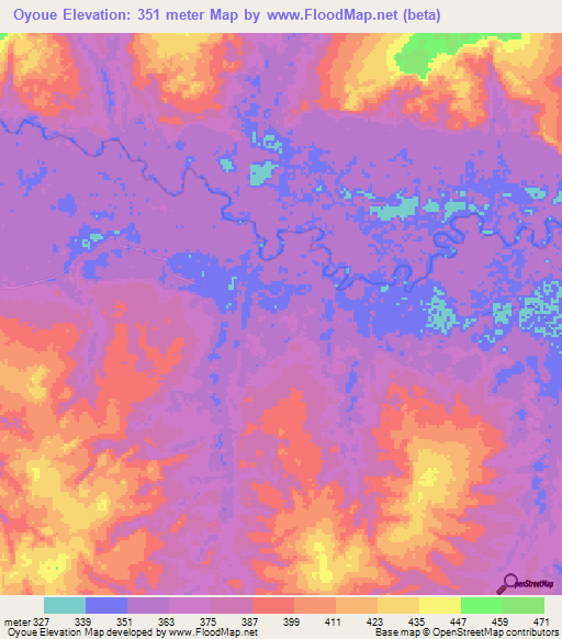 Oyoue,Congo (Brazzaville) Elevation Map