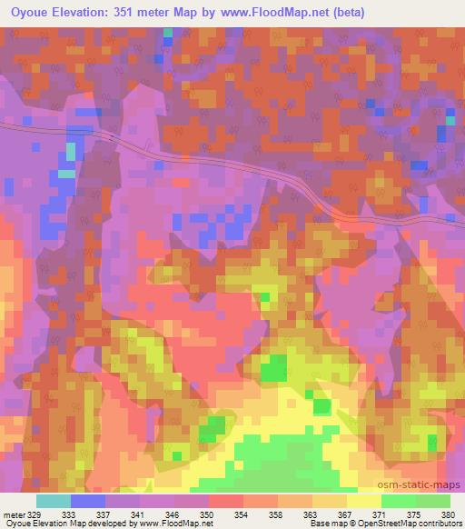 Oyoue,Congo (Brazzaville) Elevation Map