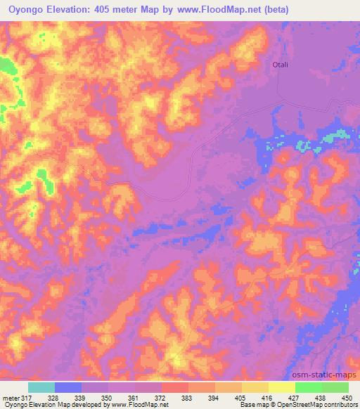 Oyongo,Congo (Brazzaville) Elevation Map