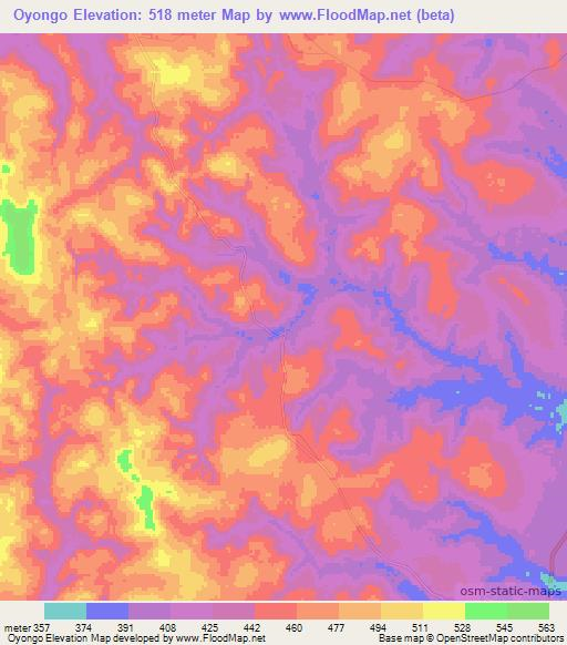 Oyongo,Congo (Brazzaville) Elevation Map