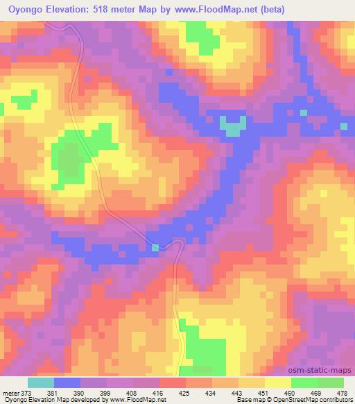 Oyongo,Congo (Brazzaville) Elevation Map