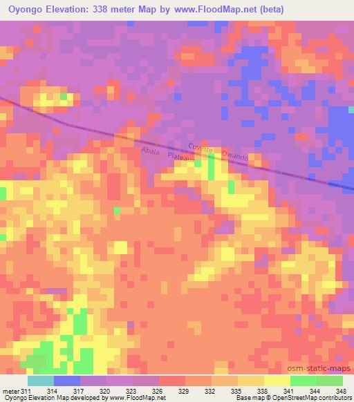 Oyongo,Congo (Brazzaville) Elevation Map
