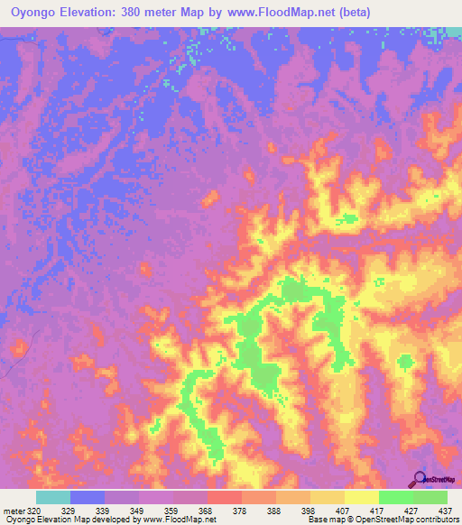 Oyongo,Congo (Brazzaville) Elevation Map