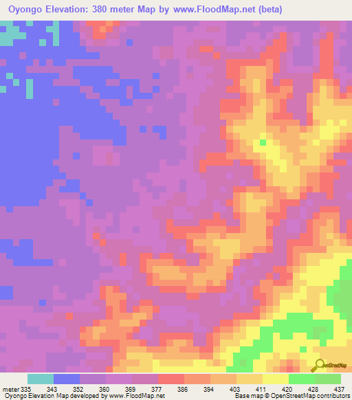 Oyongo,Congo (Brazzaville) Elevation Map
