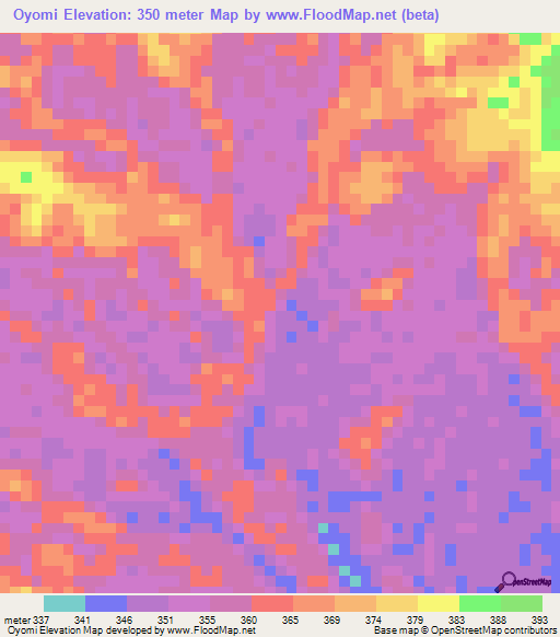 Oyomi,Congo (Brazzaville) Elevation Map