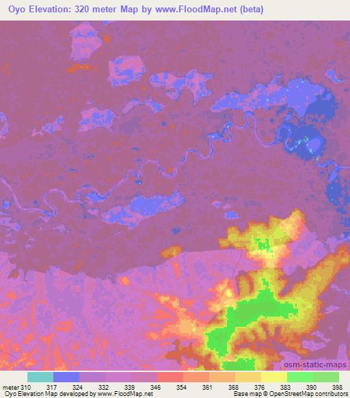 Oyo,Congo (Brazzaville) Elevation Map