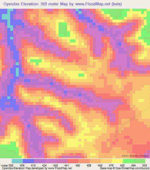 Oyendze,Congo (Brazzaville) Elevation Map