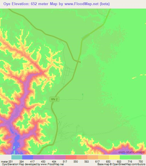 Oye,Congo (Brazzaville) Elevation Map
