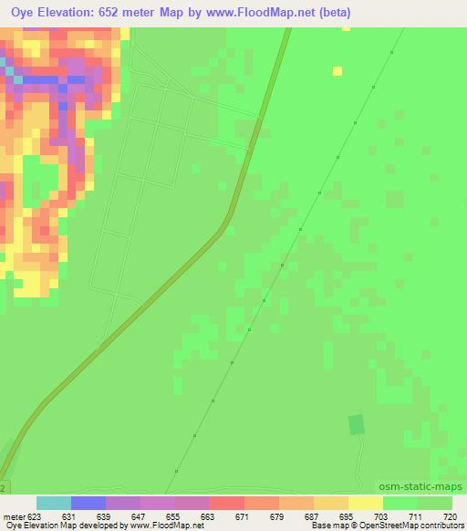 Oye,Congo (Brazzaville) Elevation Map