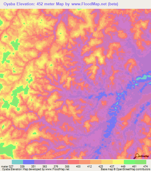Oyaba,Congo (Brazzaville) Elevation Map