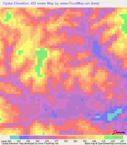 Oyaba,Congo (Brazzaville) Elevation Map