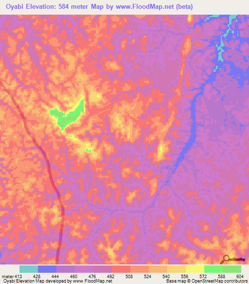 Oyabi,Congo (Brazzaville) Elevation Map