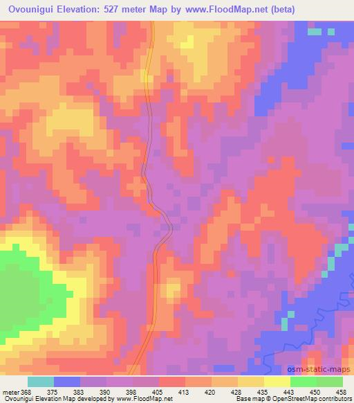 Ovounigui,Congo (Brazzaville) Elevation Map