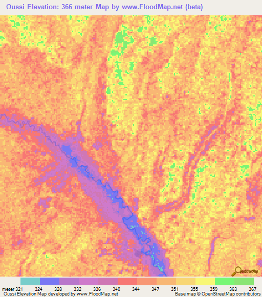 Oussi,Congo (Brazzaville) Elevation Map
