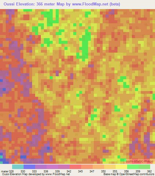 Oussi,Congo (Brazzaville) Elevation Map