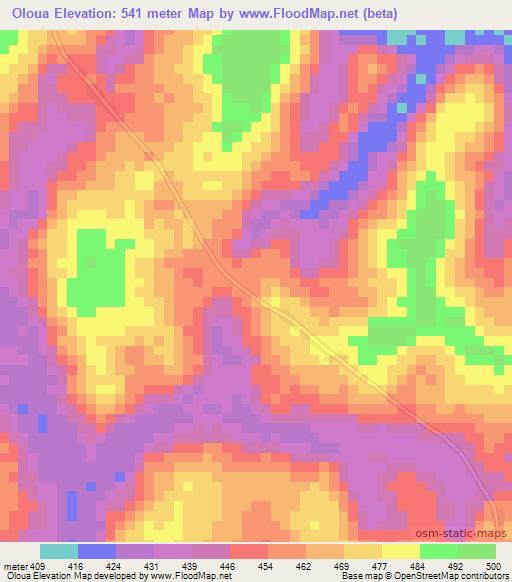 Oloua,Congo (Brazzaville) Elevation Map