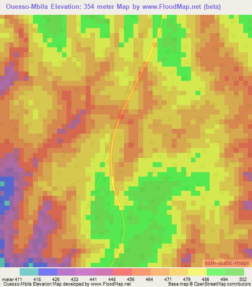 Ouesso-Mbila,Congo (Brazzaville) Elevation Map