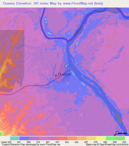 Ouesso,Congo (Brazzaville) Elevation Map