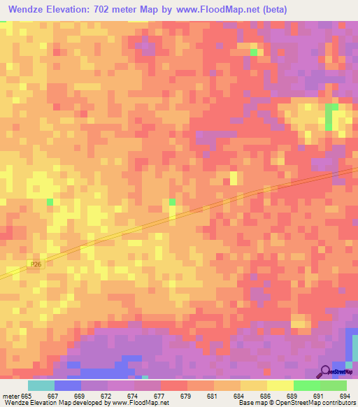 Wendze,Congo (Brazzaville) Elevation Map