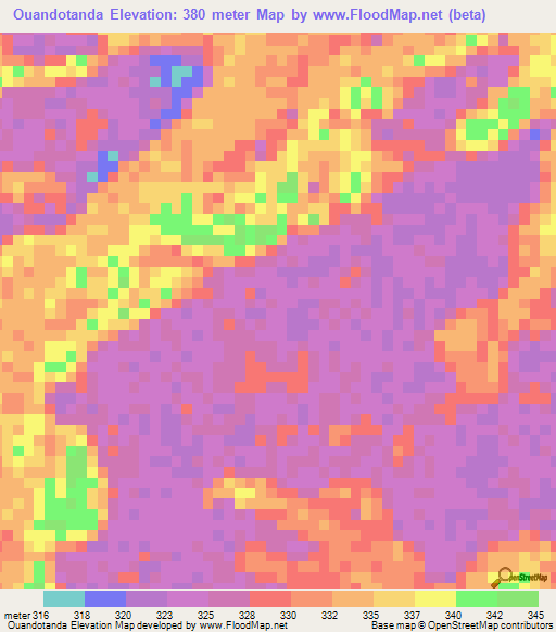 Ouandotanda,Congo (Brazzaville) Elevation Map