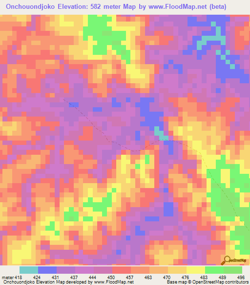 Onchouondjoko,Congo (Brazzaville) Elevation Map