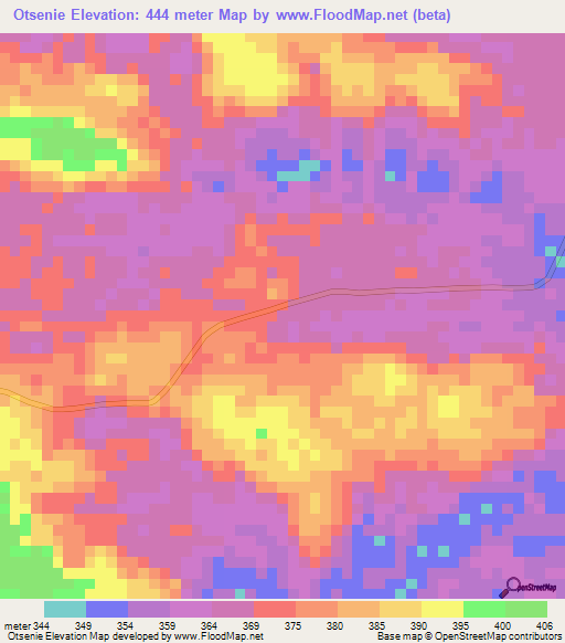 Otsenie,Congo (Brazzaville) Elevation Map