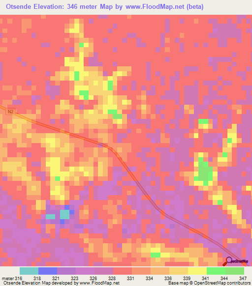 Otsende,Congo (Brazzaville) Elevation Map