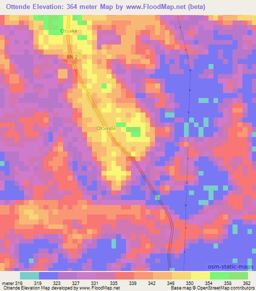Ottende,Congo (Brazzaville) Elevation Map