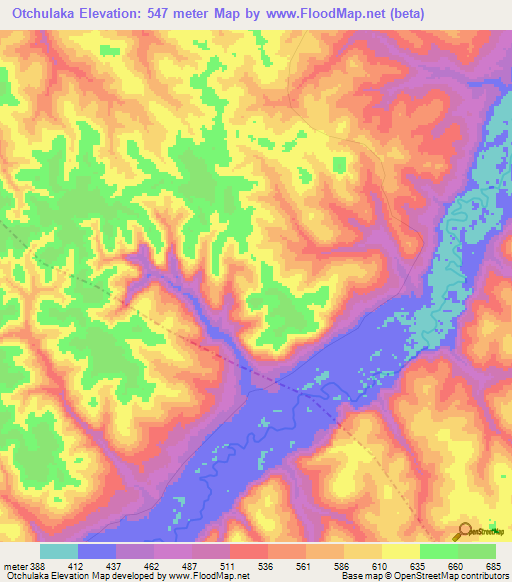 Otchulaka,Congo (Brazzaville) Elevation Map