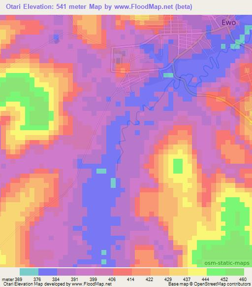 Otari,Congo (Brazzaville) Elevation Map