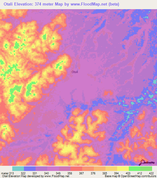 Otali,Congo (Brazzaville) Elevation Map
