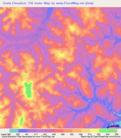 Ossia,Congo (Brazzaville) Elevation Map