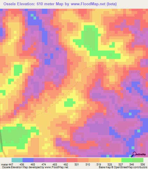 Ossele,Congo (Brazzaville) Elevation Map