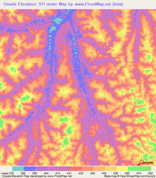 Ossele,Congo (Brazzaville) Elevation Map