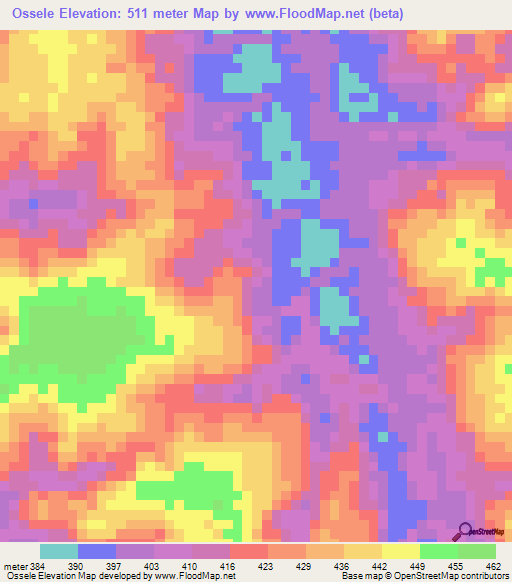 Ossele,Congo (Brazzaville) Elevation Map