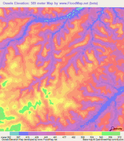 Ossele,Congo (Brazzaville) Elevation Map