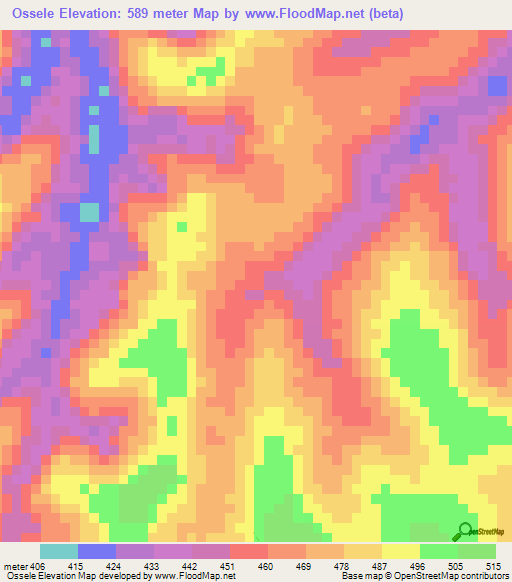 Ossele,Congo (Brazzaville) Elevation Map