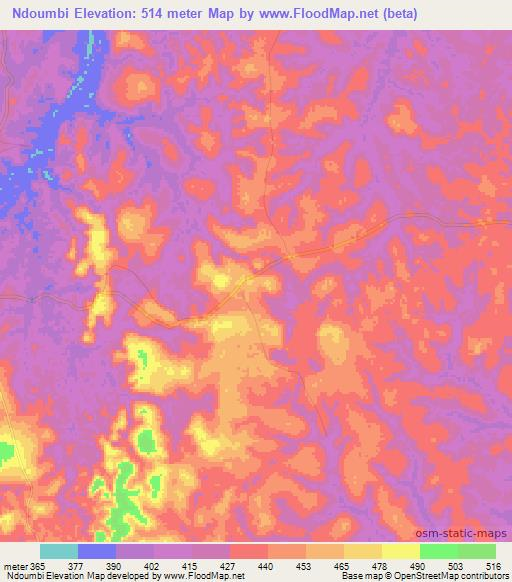 Ndoumbi,Congo (Brazzaville) Elevation Map