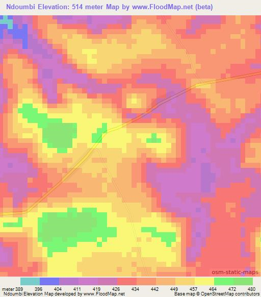Ndoumbi,Congo (Brazzaville) Elevation Map