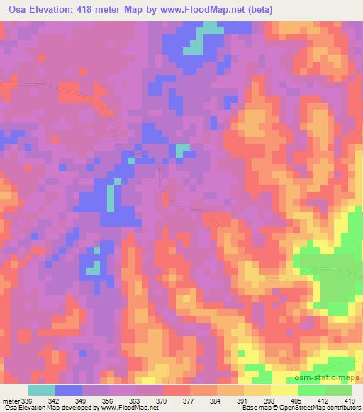 Osa,Congo (Brazzaville) Elevation Map