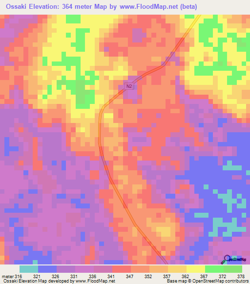 Ossaki,Congo (Brazzaville) Elevation Map