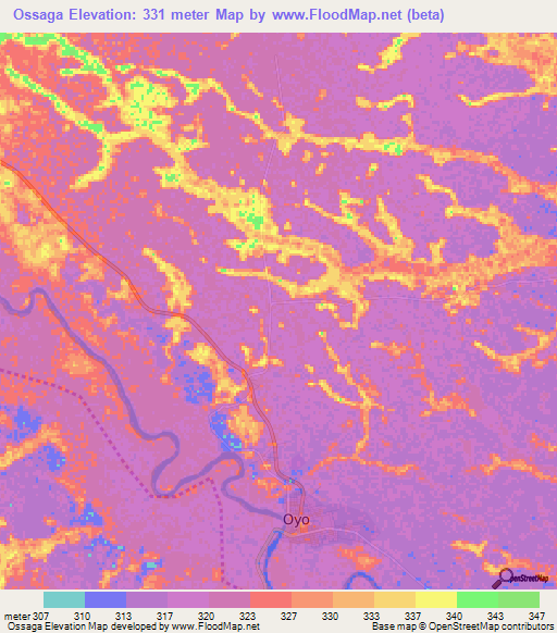 Ossaga,Congo (Brazzaville) Elevation Map