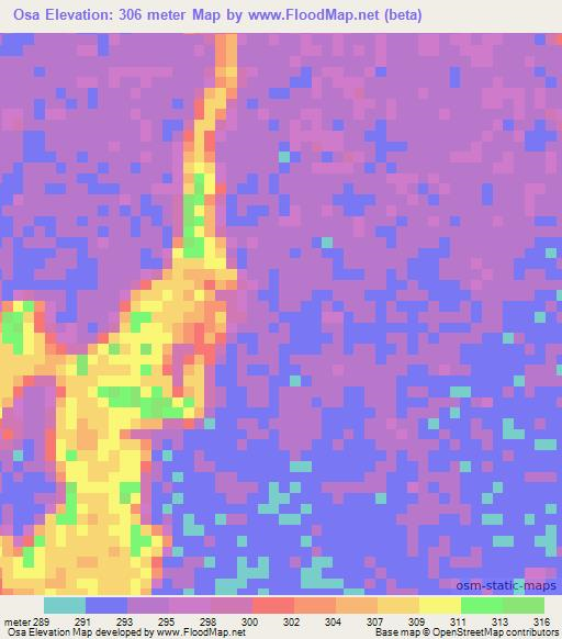 Osa,Congo (Brazzaville) Elevation Map